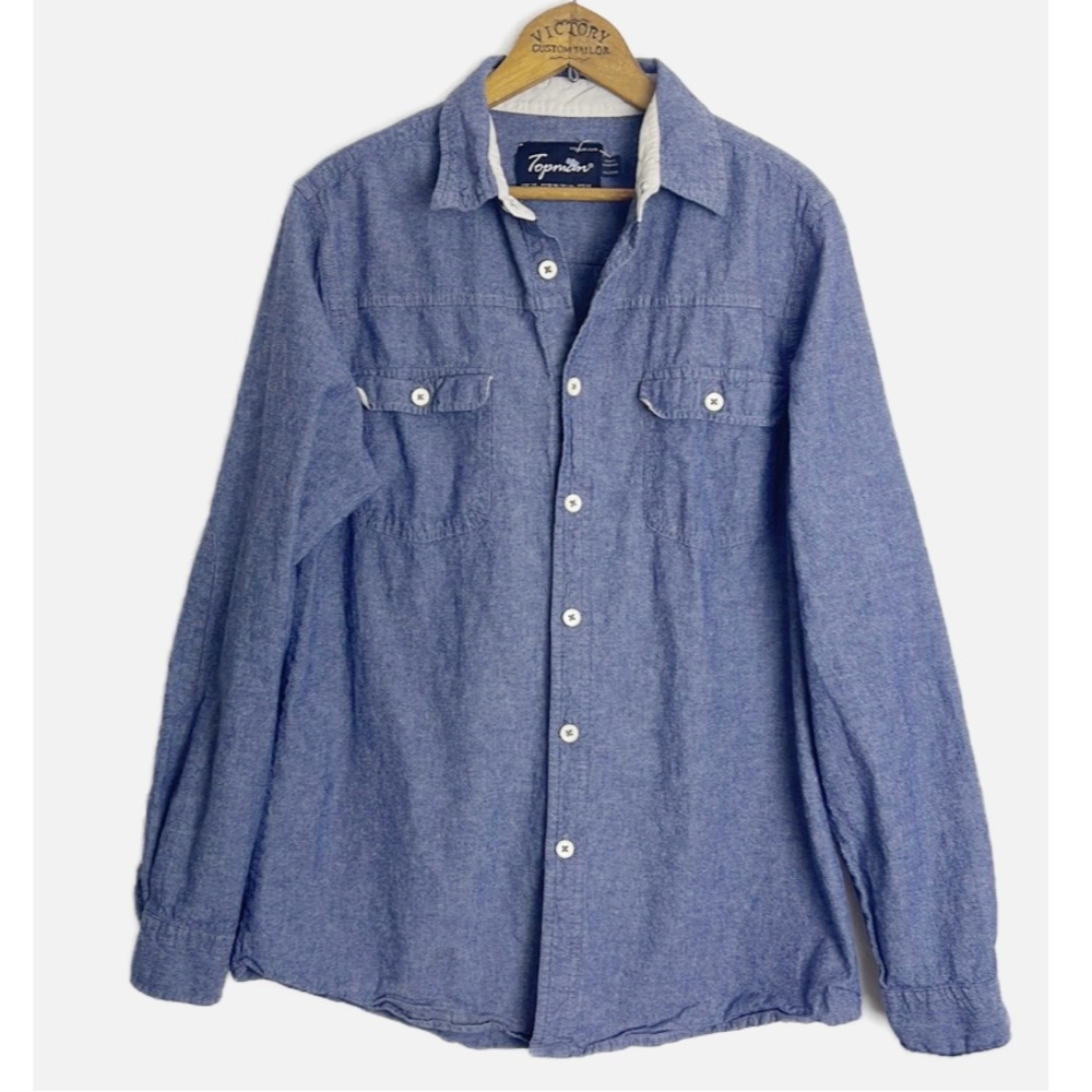 Topman chambray button down shirt M